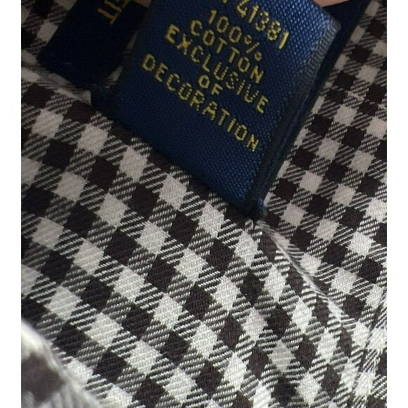 Ralph Lauren Mens Shirt 1XB Big Brown White Micro Check Blue Pony Long Sleeves - Picture 7 of 8